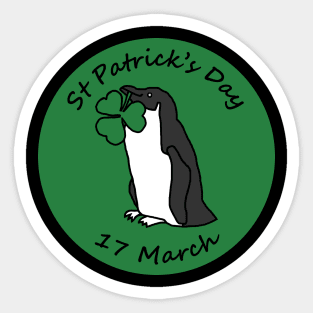 Penguin and Shamrock St Patricks Day Sticker